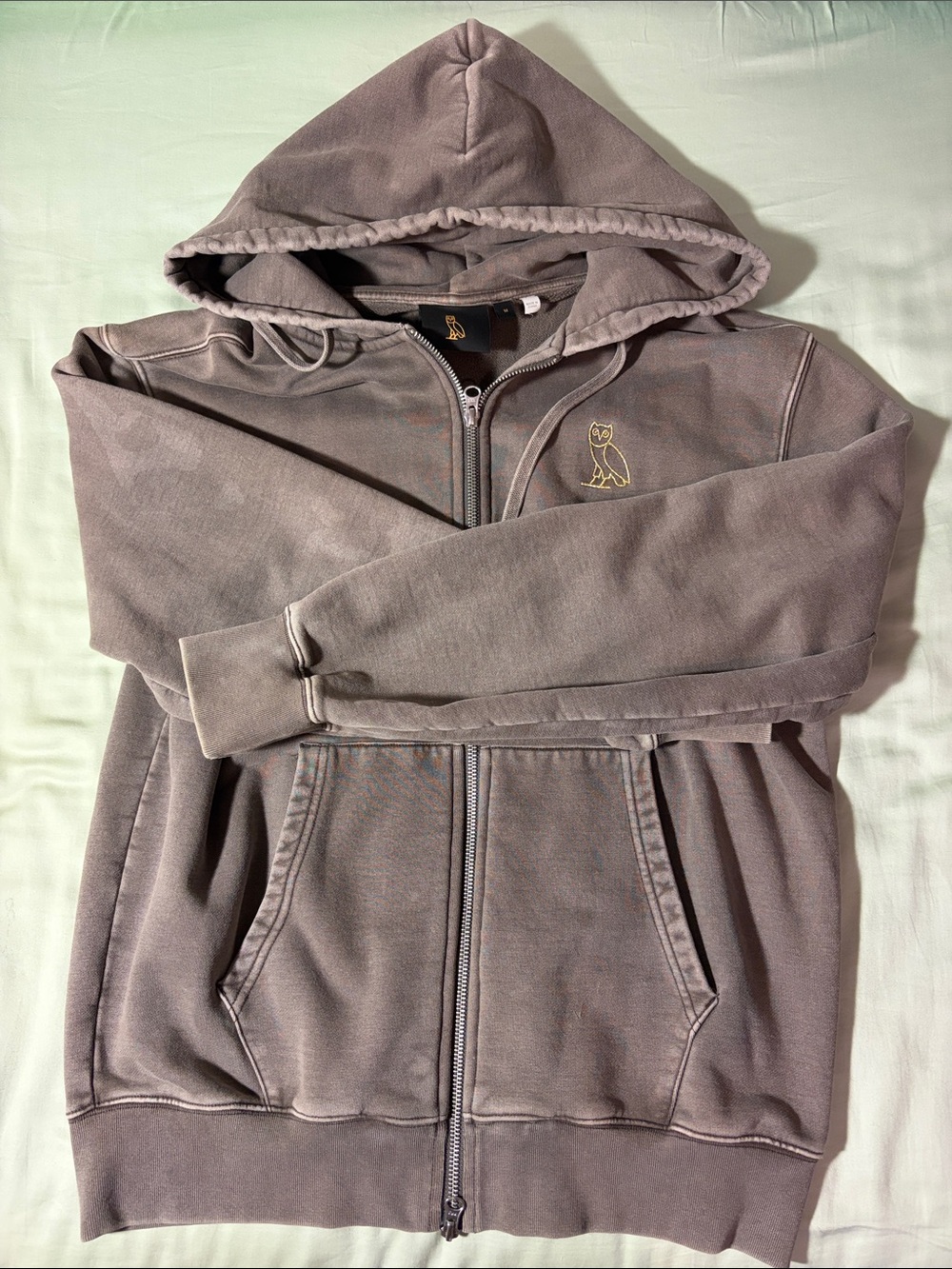 OVO Brown Hoodie Zip-Up with Gold Owl Logo